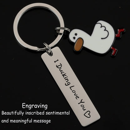 Funny Lover Gift Ducking Love You Cute Duck Pun Keychain Couples Jewelry Valentines Day Gift For Boyfriend Girlfriend