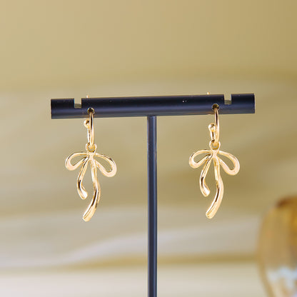 Bowknot Earrings All-match Tassel Copper Steel Needle