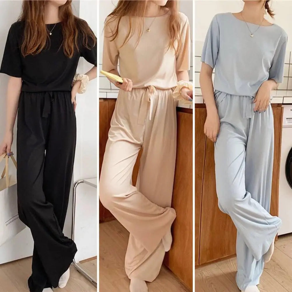 Female Home Clothes 2 Pieces Set Suit Summer Women Lounge Wear Autumn Loose Homewear Suit for Women Pajamas Pants Set