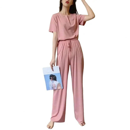 Female Home Clothes 2 Pieces Set Suit Summer Women Lounge Wear Autumn Loose Homewear Suit for Women Pajamas Pants Set