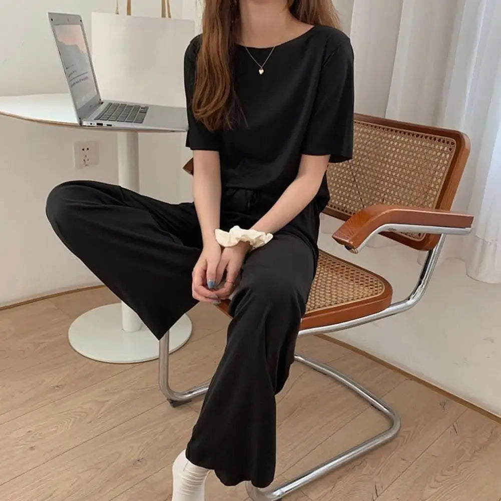 Female Home Clothes 2 Pieces Set Suit Summer Women Lounge Wear Autumn Loose Homewear Suit for Women Pajamas Pants Set