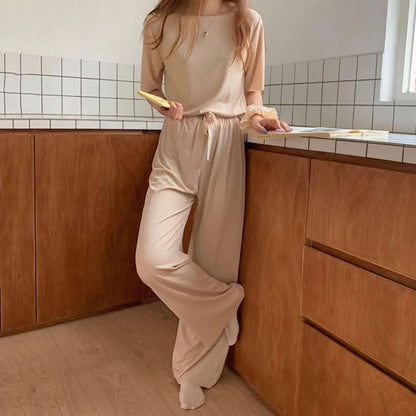 Female Home Clothes 2 Pieces Set Suit Summer Women Lounge Wear Autumn Loose Homewear Suit for Women Pajamas Pants Set